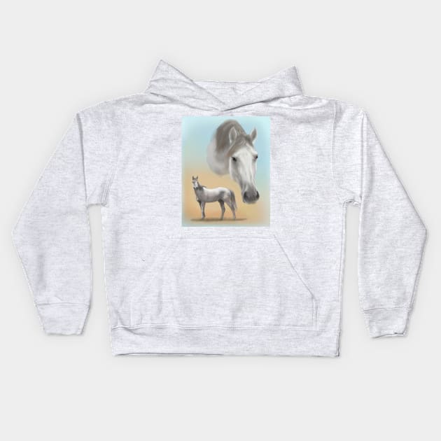 Gray Horse Kids Hoodie by KJL90